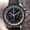 Swiss Made Omega Speedmaster MoonWatch NASA SS Black Dial Leather Strap Manual Winding