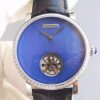 Swiss Made Cartier Rotonde De Cartier Tourbillon Diamonds Bezel Blue Dial