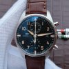 Swiss Made IWC ZF Pilot Chrono SS IW387808 Black Dial Leather Strap