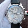 Swiss Made IWC ZF Pilot Chrono IW387809 Silver Dial Leather Strap A7750