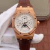 Swiss Made Audemars Piguet JF Royal Oak 41mm 26574 RG White Dial Leather Strap A5134