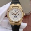 Swiss Made Audemars Piguet JF Royal Oak 41mm 26574 YG White Dial Leather Strap A5134