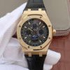 Swiss Made Audemars Piguet JF Royal Oak 41mm 26574 YG Black Dial Leather Strap A5134