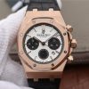 Swiss Made Audemars Piguet Royal Oak Chronograph 26331 RG White Dial Leather Strap A7750