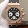 Swiss Made Audemars Piguet Royal Oak Chronograph 26331 RG Black Dial Leather Strap A7750