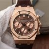 Swiss Made Audemars Piguet Royal OAK Royal Oak Chronograph 26331 RG Brown Dial Leather Strap A7750