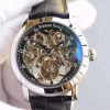 Swiss Made Audemars Piguet Jules Audemars Skeleton Tourbillon SS Black Dial Leather Strap