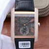 Swiss Made Cartier Tank MC RG Gray Textured Dial Diamonds Bezel Leather Strap