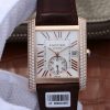 Swiss Made Cartier Tank MC RG White Dial RG Mark Diamonds Bezel Leather Strap