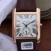 Swiss Made Cartier Tank MC RG White Textured Dial Brown Leather Strap