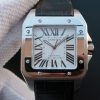 Swiss Made Cartier V6 Santos 100 41mm White Dial Black Leather Strap A2824