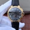 Swiss Made Cartier Ballon Bleu De Cartier Chrono 44mm YG Black Dial Leather Strap A8101