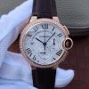 Swiss Made Cartier Ballon Bleu De Cartier Chrono RG White Dial Diamonds Bezel A8101