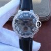 Swiss Made Cartier Ballon Bleu De Cartier Chrono SS Black Dial Diamonds Bezel A8101