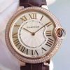 Swiss Made Cartier Ballon Bleu 40mm RG Diamonds Bezel Whit Dial RG Mark MIYOTA9015