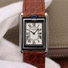 Swiss Made Cartier Tank Reversible White Dial Leather Strap