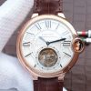 Swiss Made Cartier Ballon Bleu Tourbillon RG Brown Leather Strap