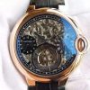 Swiss Made Cartier Ballon Bleu Skeleton Tourbillon RG Black Dial