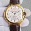 Swiss Made Cartier JF Ballon Bleu 42mm YG White Dial Leather Strap MIYOTA9015