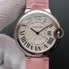 Swiss Made Cartier Ballon Bleu 36mm White Textured Dial Pink Leather Strap