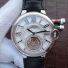 Swiss Made Cartier Ballon Bleu Tourbillon 44mm SS Black Leather Strap