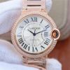 Swiss Made Cartier Ballon Bleu 36mm RG White Textured Dial Diamond Bezel