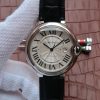 Swiss Made Cartier JF Ballon Bleu 42mm White Textured Dial Black Leather Strap MIYOTA9015