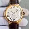 Swiss Made Cartier JF Ballon Bleu 42mm YG White Textured Dial Leather Strap MIYOTA9015