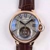 Swiss Made Cartier Ballon de Cartier Tourbillon RG Gray Dial Leather Strap Flying Tour