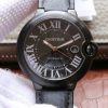 Swiss Made Swiss Made Cartier V6F Ballon Bleu 42mm DLC All Black Black Textured Dial Leather Strap A1847