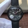 Swiss Made Cartier JF Ballon Bleu 42mm DLC All Black Black Textured Dial Leather Strap A1847