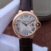 Swiss Made Cartier V6 Ballon Bleu 36mm RG White Textured Dial Leather Strap