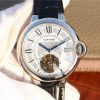 Swiss Made Cartier Ballon Bleu de Cartier Tourbillon SS Leather Strap Diamonds Dial