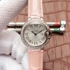 Swiss Made Cartier Ballon Bleu 28mm SS Diamonds Bezel White Dial Ronda Quartz