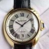 Swiss Made Cartier Cle de Cartier YG White Textured Dial Leather Strap MIYOTA9015