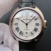 Swiss Made Cartier Cle de Cartier SS White Textured Dial Leather Strap MIYOTA9015