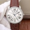 Swiss Made Cartier Ronde De Cartier SS White Dial Diamonds Bezel Croco Strap A2892