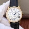 Swiss Made Cartier Ronde De Cartier YG White Dial Diamonds Bezel Croco Strap A2892