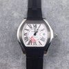 Swiss Made Cartier Roadster SS White Dial Black Rubber Strap A2824