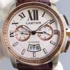 Swiss Made Cartier JF Cartier Calibre de Cartier SS/RG Chronograph White Dial Miyota 9100