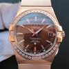 Swiss Made Omega V6 Constellation Diamonds Bezel RG Case Brown Dial A2500