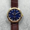 Swiss Made Omega Globemaster Master Chronometer Blue Dial Brown Leather Strap A8913