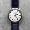 Swiss Made Omega Globemaster Master Chronometer Blue White Dial Leather Strap