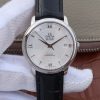 Swiss Made Omega V6 De Ville 37mm SS White Dial Black Leather Strap A2892