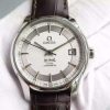 Swiss Made Omega V6F De Ville Hour Vision Co-Axial 41mm SS White Dial Brown Leather Strap A8500