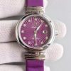 Swiss Made Omega De Ville Lady SS Purple Dial Leather Strap A8520