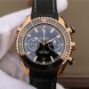 Omega OMF Planet Ocean Master Chronometer RG Black Polished Bezel Black Dial Leather A9901