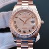 Swiss Made Rolex Day-Date 218399 Roman Numerals RG Full Diamonds A3255