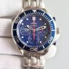 Swiss Made Omega Seamaster 300m Diver Blue Dial Blue Bezel SS Bracelet A7753