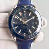 Swiss Made Omega Planet Ocean SS GMT Blue Dial Silver Markers Blue Rubber Strap A8605